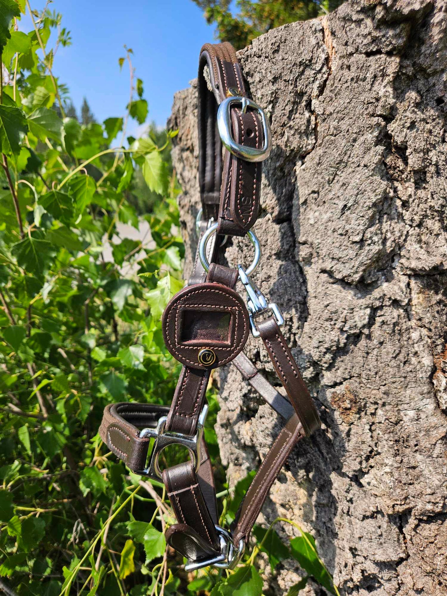 Leather/textile halter "Baloo" brown