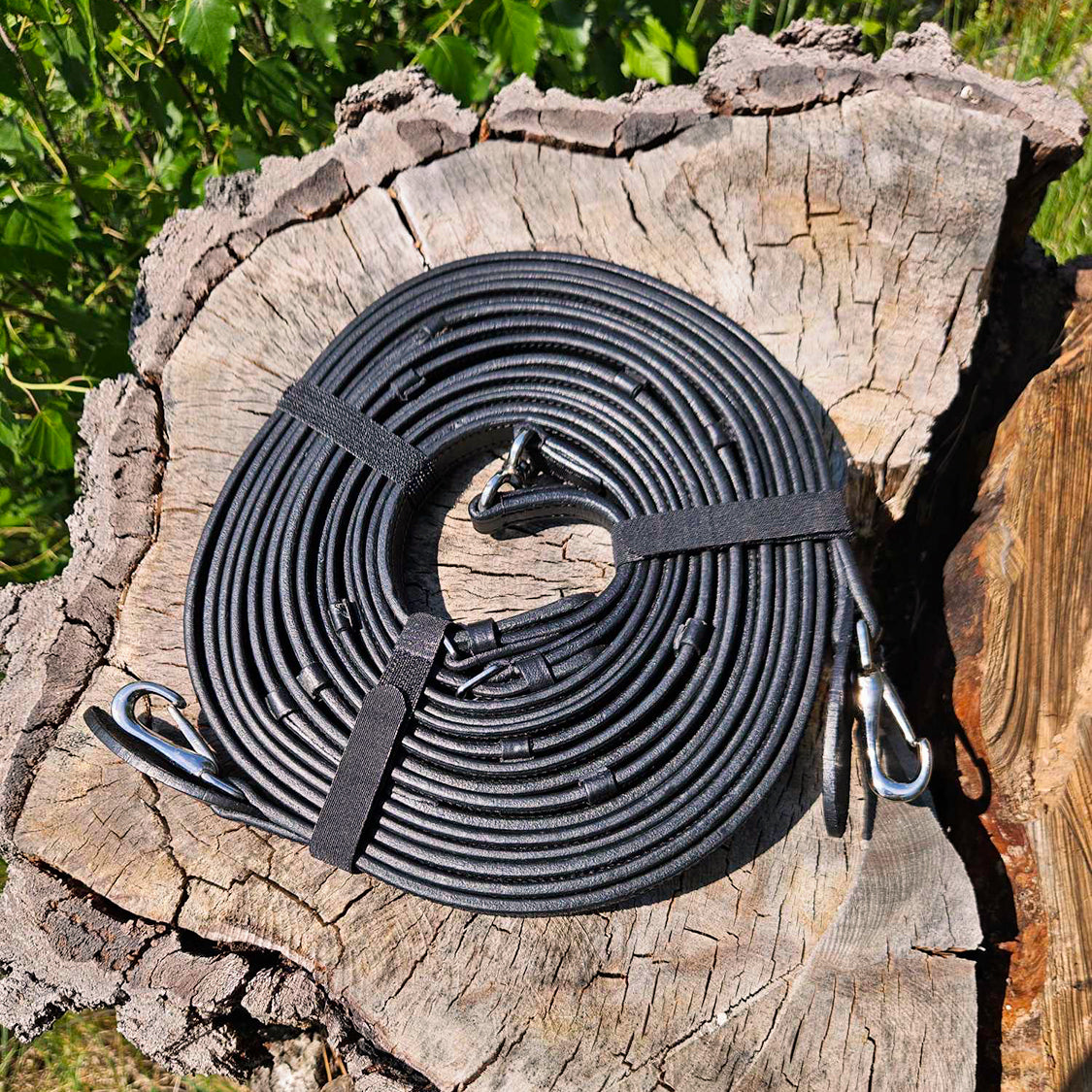 Leather long reins black