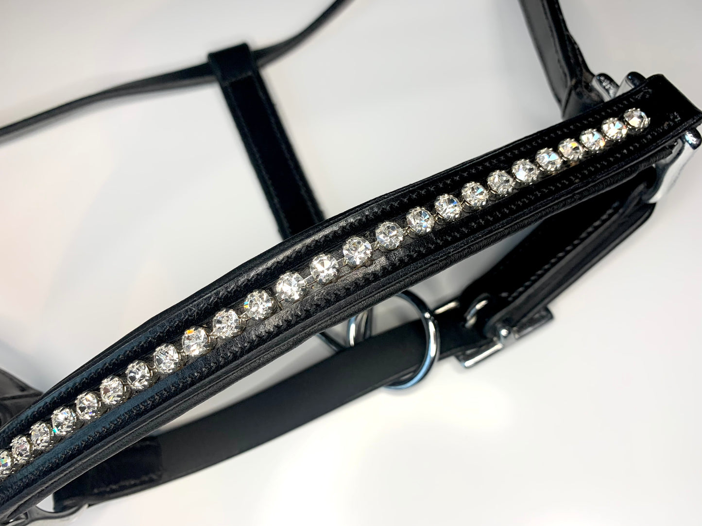 Anatomical Leather halter "Addie Bling" black / silver