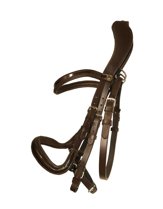 Bridle "Junique" Luxury Line, chocolate brown with patent leather