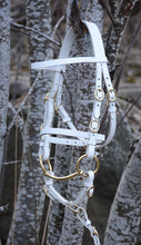 Upload image for gallery view, Bridle &quot;Indigo&quot; white with gold colored buckles
